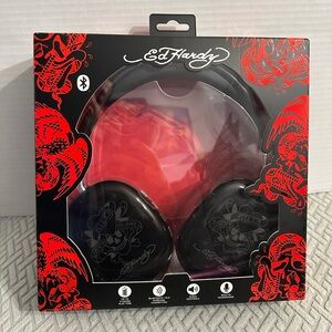Ed Hardy Black and Red Skull Headphones
